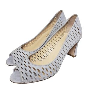 Aquatalia Gray Peep Toe Suede perforated heels  Sz 8